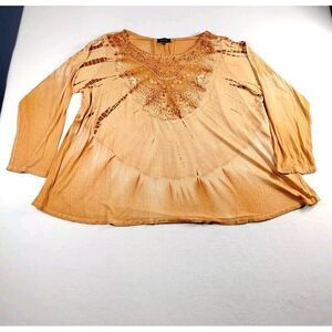 Melissa Paige Top Womens 3X‎ Orange Cottagecore Hippie Lagenlook Classiccore